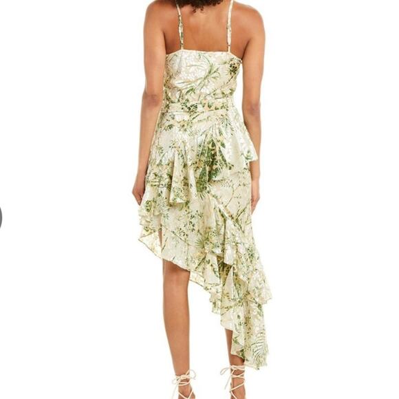 HEMANT & NANDITA Emerald Green Brasso Lurex Midi Dress Size Small - Picture 2 of 12